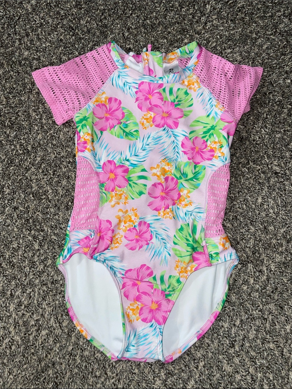 art class Pink Floral Short-Sleeve One-Piece Swimsuit
